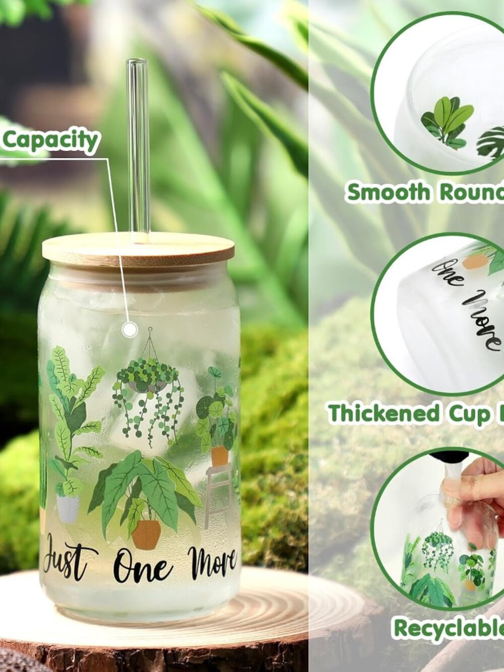 Plant Lover Gifts for Women, Plant Lady Tote Bag 16oz Just One More Iced Coffee - Picture 4 of 9